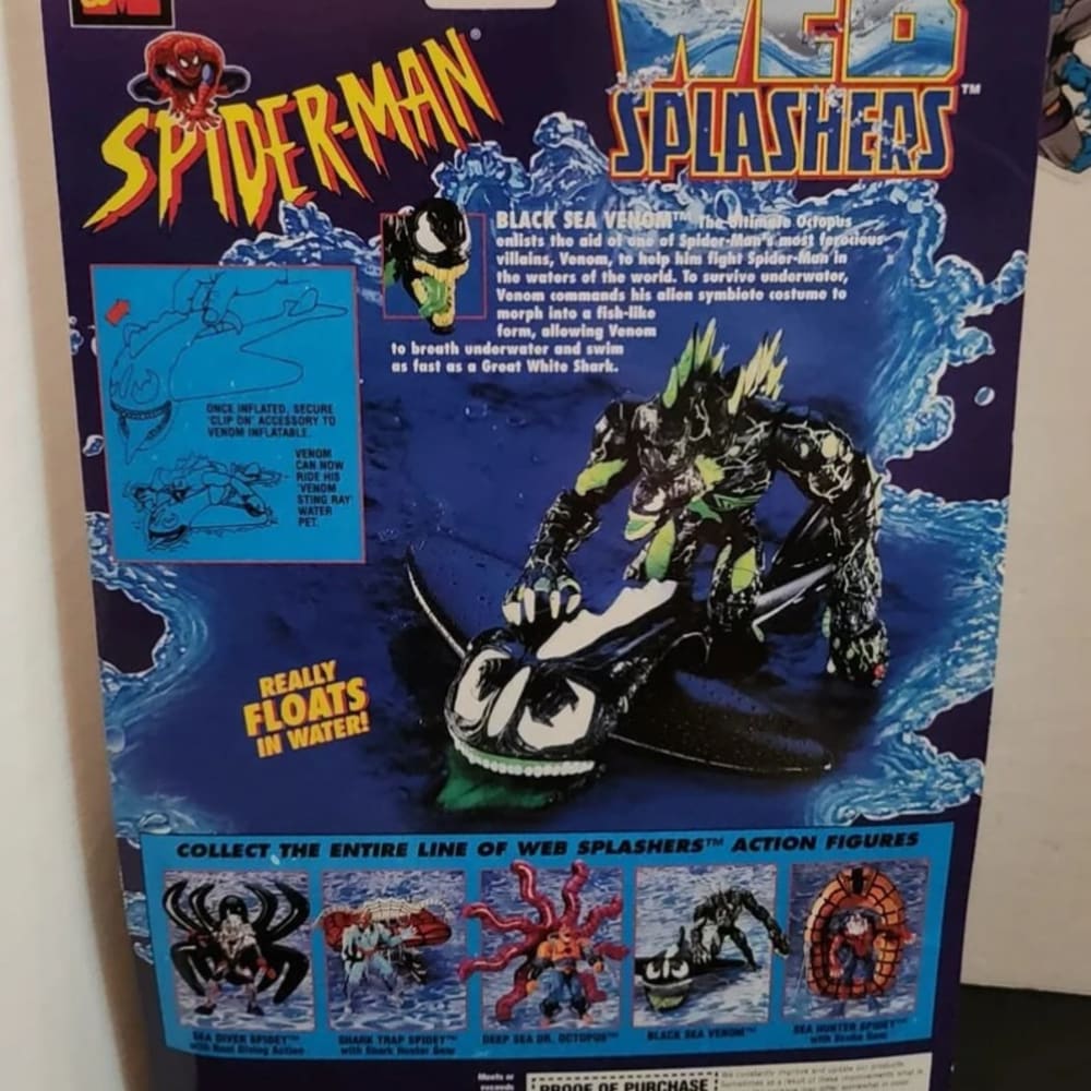 1997 Toy Biz Spider-Man Web Splashers Black Sea Venom Action Figure New Sealed Package